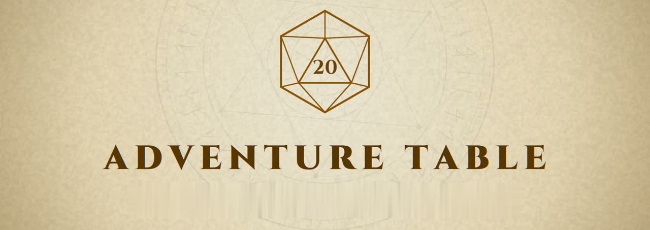 Adventure Table logo: a d20 above the wordmark ADVENTURE TABLE