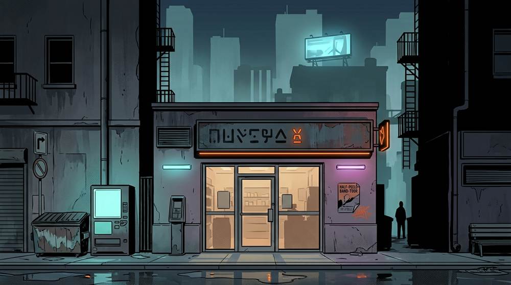 Plebeian district: a convenience store corner at night