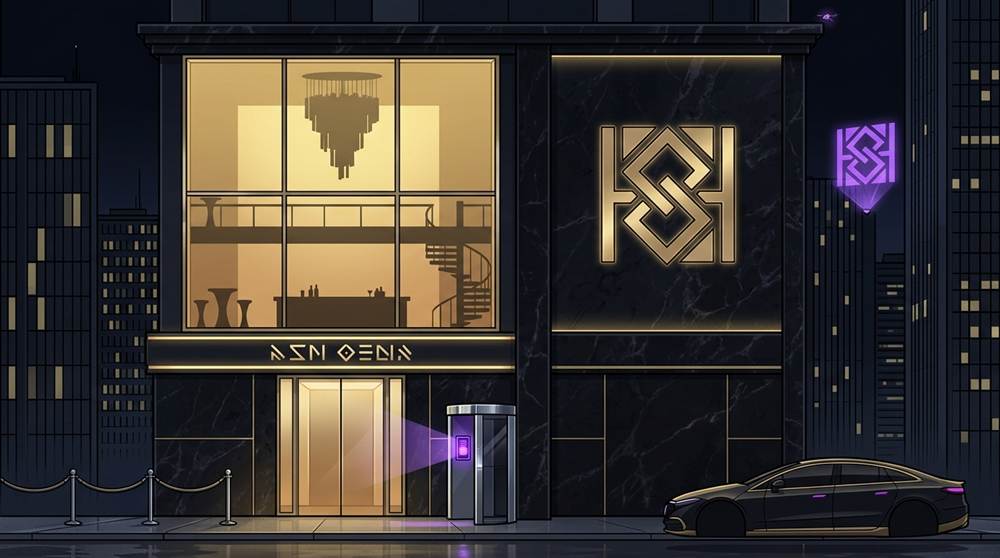 Wealthy district: the entrance of a luxury nightclub